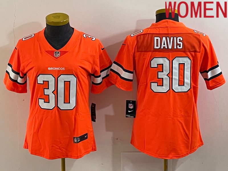 Women Denver Broncos #30 Terrell Davis Orange Generation 2024 Nike Limited NFL Jersey->women nfl jersey->Women Jersey